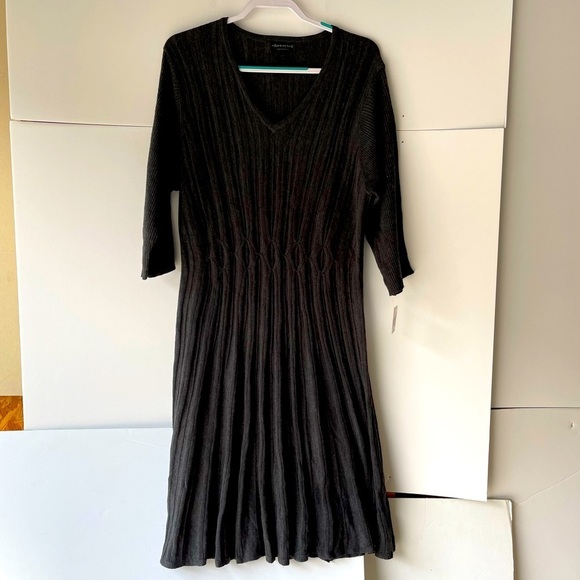 Connected Apparel Women's Plus Size Winter Gray Sweater Dress Tunic Midi, Sz 2X - Picture 4 of 10